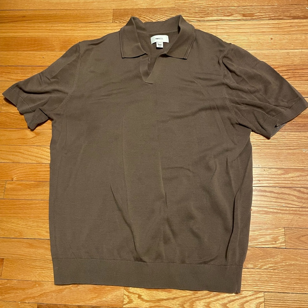 RW &Co Brown Knit Collared Shirt